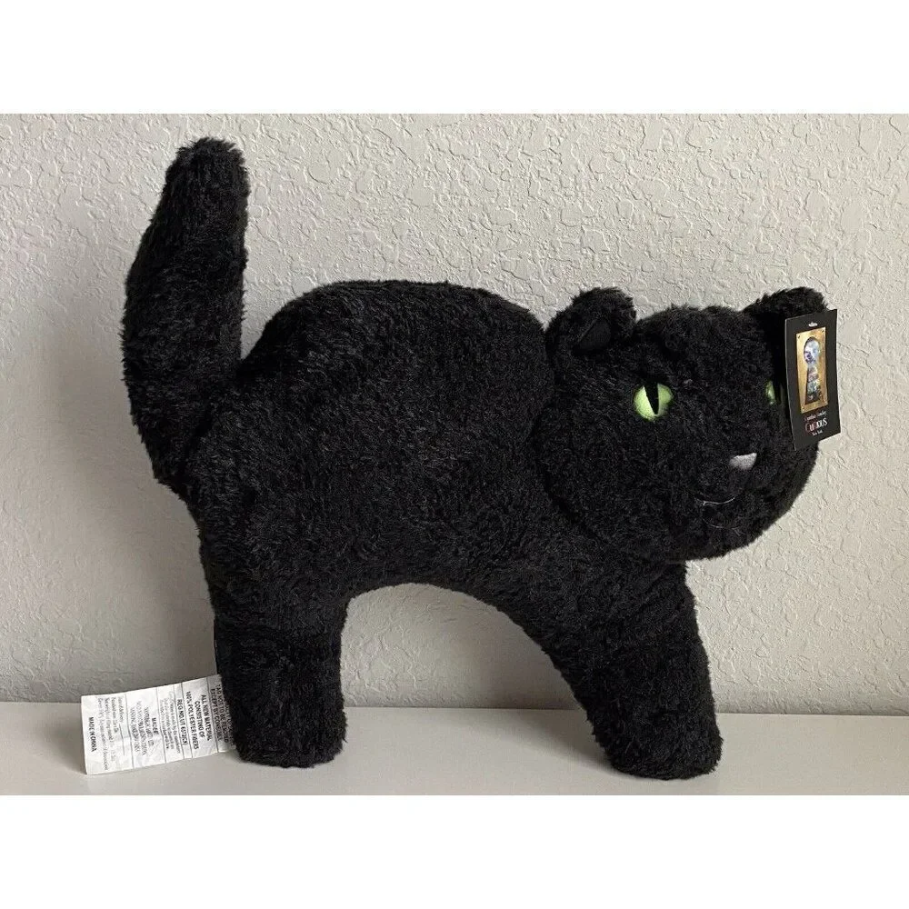 Cynthia Rowley Black CAT Shaped Pillow Halloween GLOW IN THE DARK EYES Soft NEW